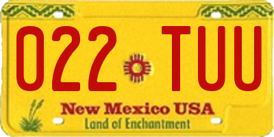 NM license plate 022TUU