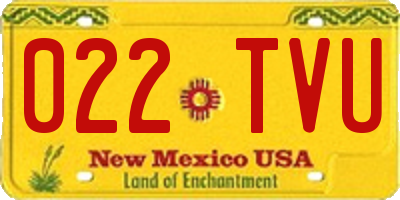 NM license plate 022TVU