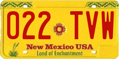 NM license plate 022TVW