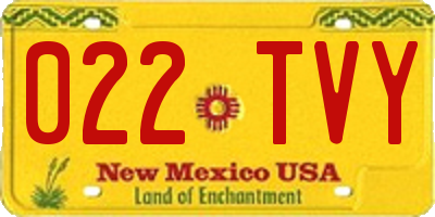 NM license plate 022TVY