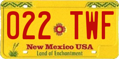 NM license plate 022TWF