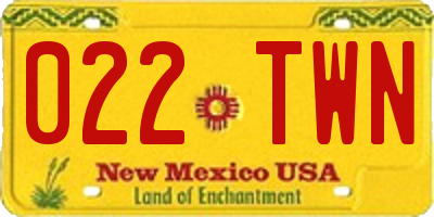 NM license plate 022TWN