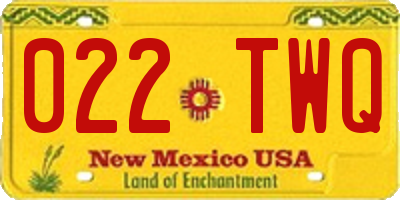NM license plate 022TWQ
