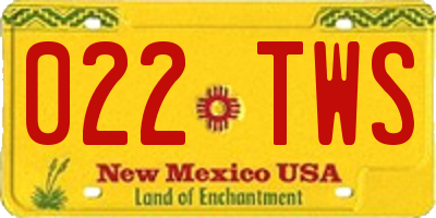 NM license plate 022TWS