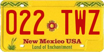 NM license plate 022TWZ