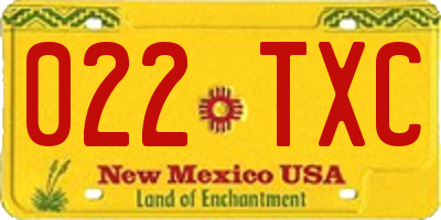 NM license plate 022TXC