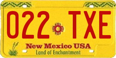 NM license plate 022TXE