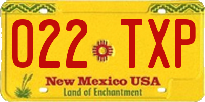 NM license plate 022TXP