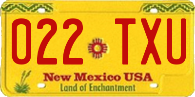 NM license plate 022TXU