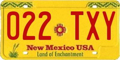 NM license plate 022TXY