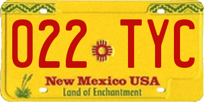 NM license plate 022TYC