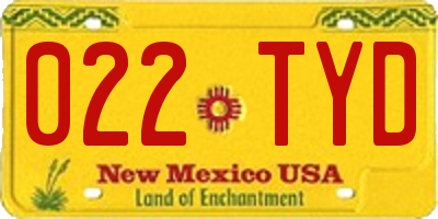 NM license plate 022TYD