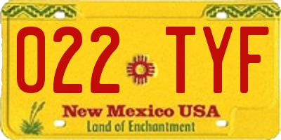 NM license plate 022TYF