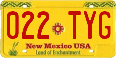 NM license plate 022TYG