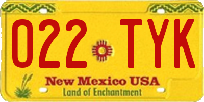 NM license plate 022TYK