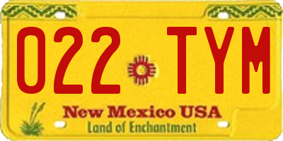 NM license plate 022TYM