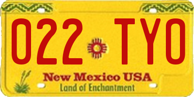 NM license plate 022TYO