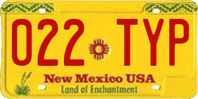 NM license plate 022TYP