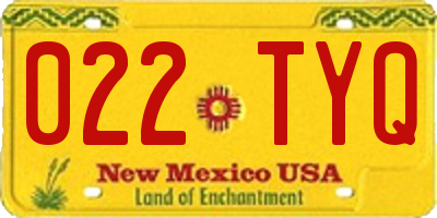 NM license plate 022TYQ