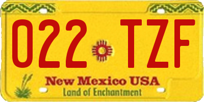 NM license plate 022TZF