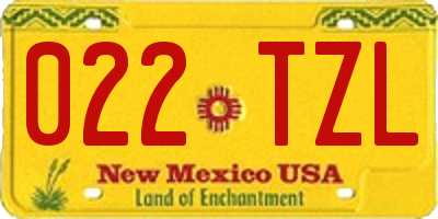 NM license plate 022TZL