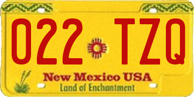 NM license plate 022TZQ