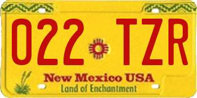 NM license plate 022TZR