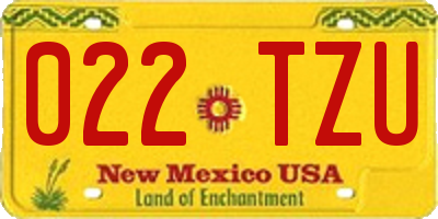 NM license plate 022TZU