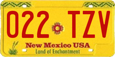 NM license plate 022TZV