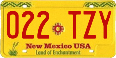 NM license plate 022TZY