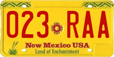 NM license plate 023RAA