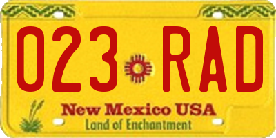 NM license plate 023RAD