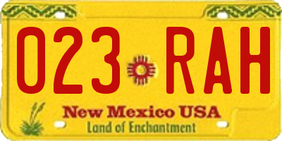 NM license plate 023RAH