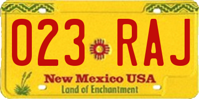 NM license plate 023RAJ