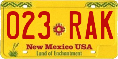 NM license plate 023RAK