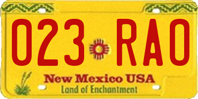 NM license plate 023RAO