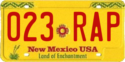 NM license plate 023RAP