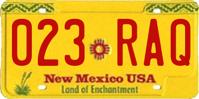 NM license plate 023RAQ