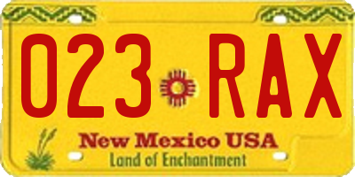 NM license plate 023RAX