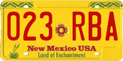 NM license plate 023RBA