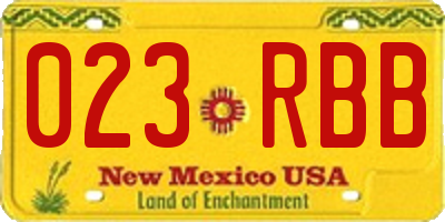 NM license plate 023RBB