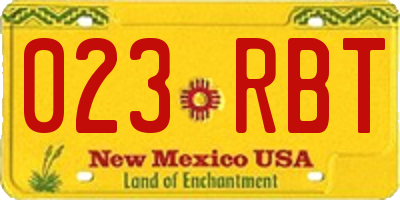 NM license plate 023RBT