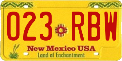 NM license plate 023RBW