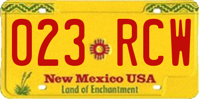 NM license plate 023RCW