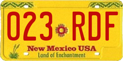 NM license plate 023RDF