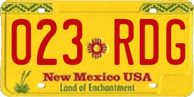 NM license plate 023RDG