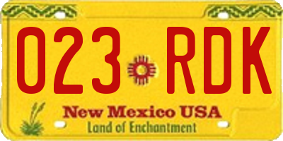 NM license plate 023RDK