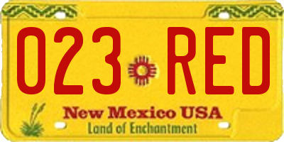 NM license plate 023RED