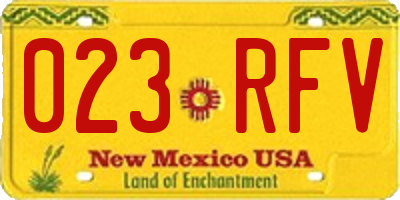 NM license plate 023RFV