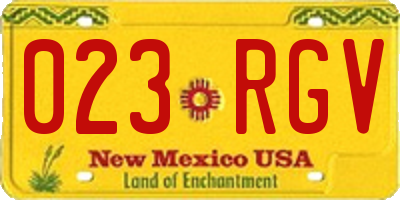 NM license plate 023RGV